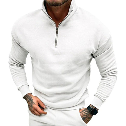 Herre Sweater Med Halv Lynlås Ståkrave Og Almindelig Pasform