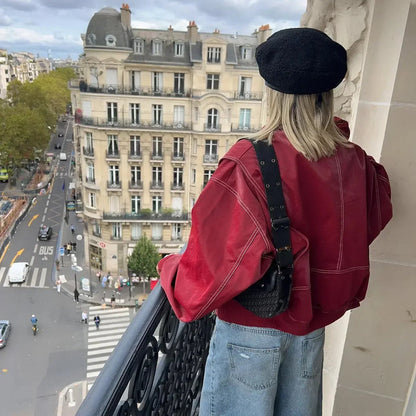 Dame Oversized Jakke I Vegansk Læder – Afslappet Bomberlag Til Streetwear Og Aftenlooks