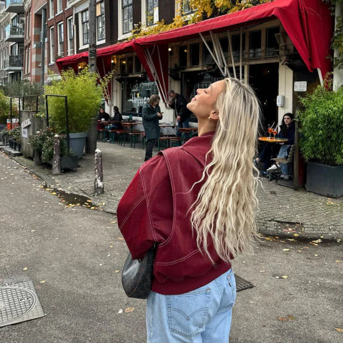 Dame Oversized Jakke I Vegansk Læder – Afslappet Bomberlag Til Streetwear Og Aftenlooks