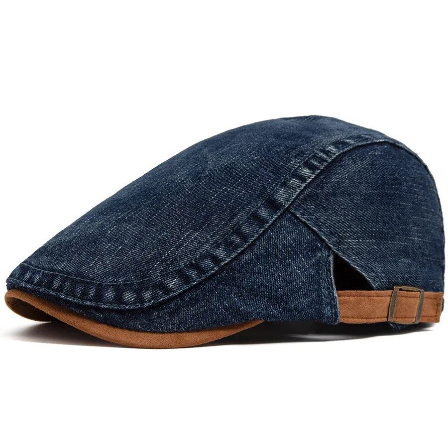 Herre Denim Sixpence Med Justerbar Pasform – Klassisk Newsboy-kasket Til Hverdagsbrug, Fritid Og Afslappede Outfits