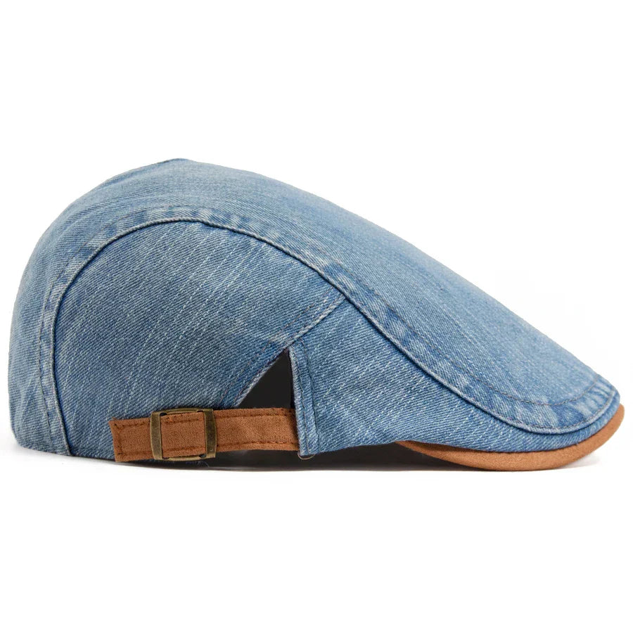Herre Denim Sixpence Med Justerbar Pasform – Klassisk Newsboy-kasket Til Hverdagsbrug, Fritid Og Afslappede Outfits