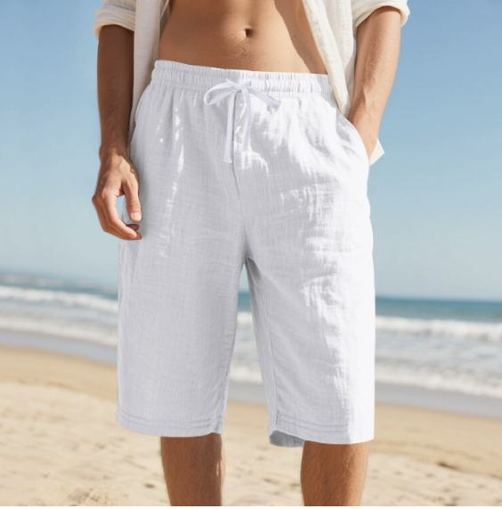 Herre Fritidsshorts Med Elastisk Talje – Knælang Model Med Snøre Til Strandferier
