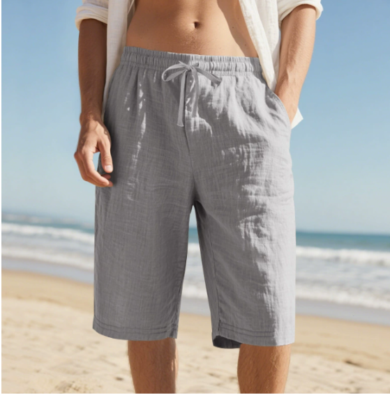 Herre Fritidsshorts Med Elastisk Talje – Knælang Model Med Snøre Til Strandferier