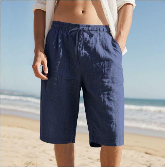 Herre Fritidsshorts Med Elastisk Talje – Knælang Model Med Snøre Til Strandferier