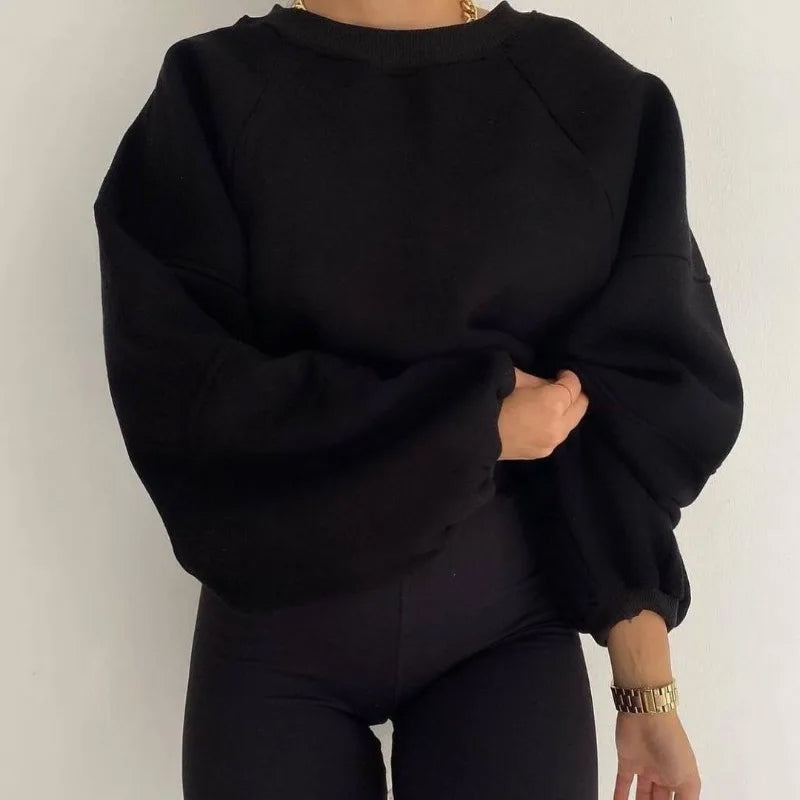 Dámská raglánová mikina s kulatým výstřihem a uvolněným střihem – ležérní pulovr na každý den, volný čas a vrstvený styling