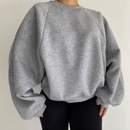Dámská raglánová mikina s kulatým výstřihem a uvolněným střihem – ležérní pulovr na každý den, volný čas a vrstvený styling