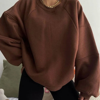 Dámská raglánová mikina s kulatým výstřihem a uvolněným střihem – ležérní pulovr na každý den, volný čas a vrstvený styling