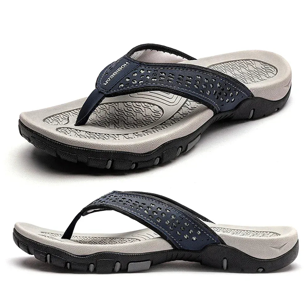 Herre Flip-flops Med Tekstureret Sål – Afslappede Sommersandaler Til Strand, Ferie, Fritid Og Udendørsbrug
