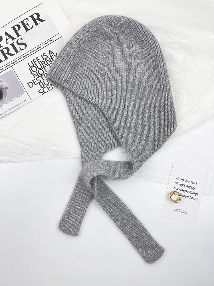 Gorro de invierno de punto para mujer, con orejeras y cordones para atar - gorro suave y cálido con protección para las orejas para días fríos, uso diario y exteriores