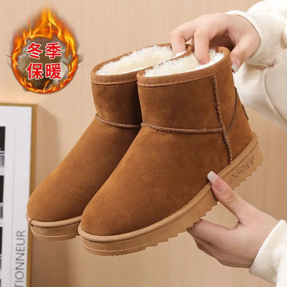 Botas de nieve impermeables para mujer con forro de felpa y suela de plataforma antideslizante - botines de invierno para días fríos, uso diario y actividades al aire libre