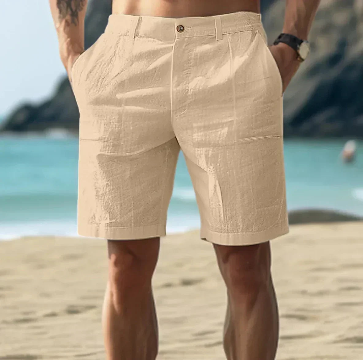 Herre Skræddersyede Afslappede Shorts – Knælange Bermudashorts Til Sommerrejser