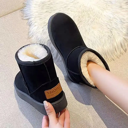 Botas de nieve impermeables para mujer con forro de felpa y suela de plataforma antideslizante - botines de invierno para días fríos, uso diario y actividades al aire libre