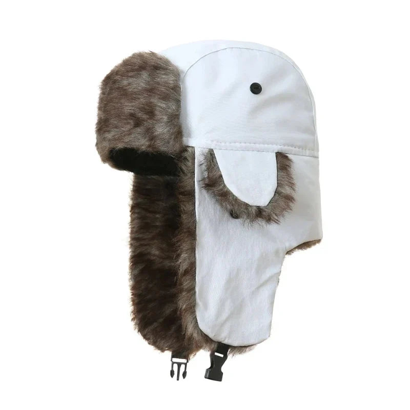 Pánská aviator trapper čepice z umělé kožešiny se zatepleným provedením, dlouhými klapkami na uši a páskem pod bradou – teplá zimní čepice do chladných dnů a na ven