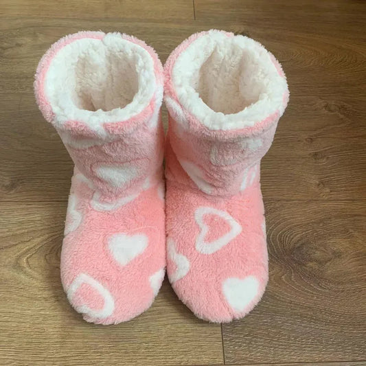 Women's Plush-Lined Winter Bootie Slippers with Non-Slip Sole – Warm House Shoes for Fall, Winter, Relaxation, and Everyday Wear