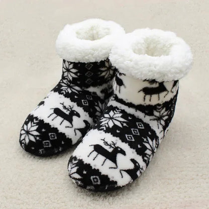 Papuci de casă și botine de iarnă călduroase pentru femei, cu design festiv de Crăciun – încălțăminte de iarnă confortabilă pentru acasă, Crăciun, relaxare și purtare zilnică