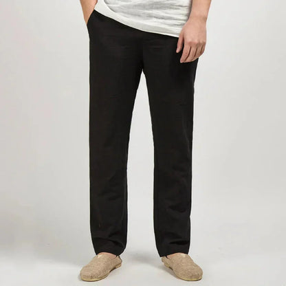 Men's Linen Trousers with a Relaxed Fit and Straight Legs – Lightweight Summer Style for Holidays, Everyday Wear, and Casual Outfits