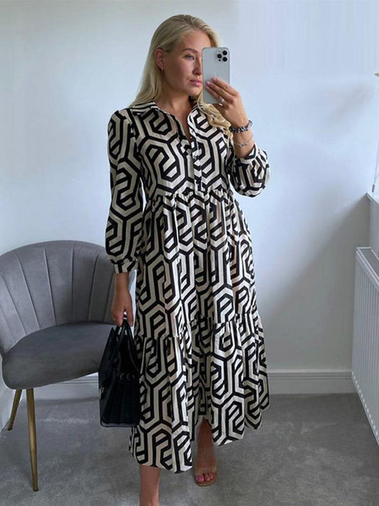 Women's printed shirt dress – Relaxed A-line midi style for everyday wear and parties