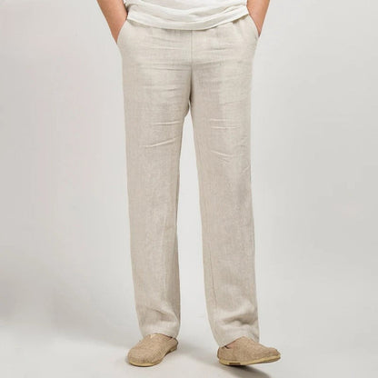 Men's Linen Trousers with a Relaxed Fit and Straight Legs – Lightweight Summer Style for Holidays, Everyday Wear, and Casual Outfits