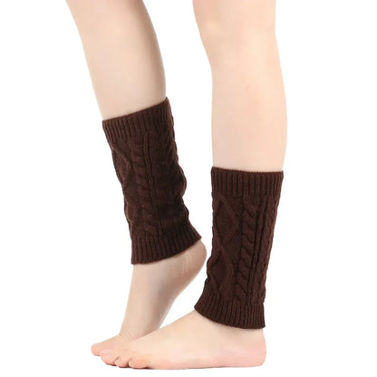 Damskie zimowe ocieplacze na nogi z warkoczowym splotem, miękkim materiałem stretch i fasonem slouch – ciepłe mankiety na kostki do noszenia z botkami, na chłodne dni i do stylizacji warstwowych