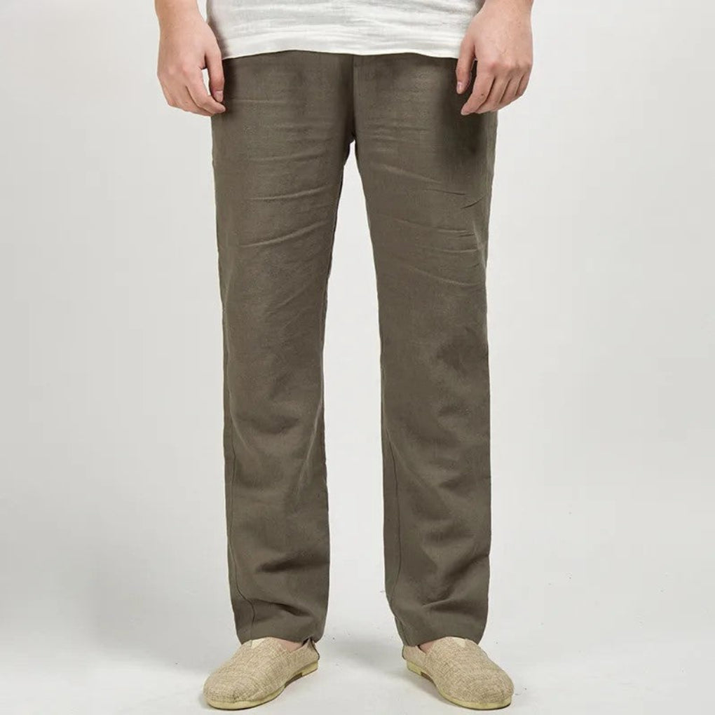 Men's Linen Trousers with a Relaxed Fit and Straight Legs – Lightweight Summer Style for Holidays, Everyday Wear, and Casual Outfits