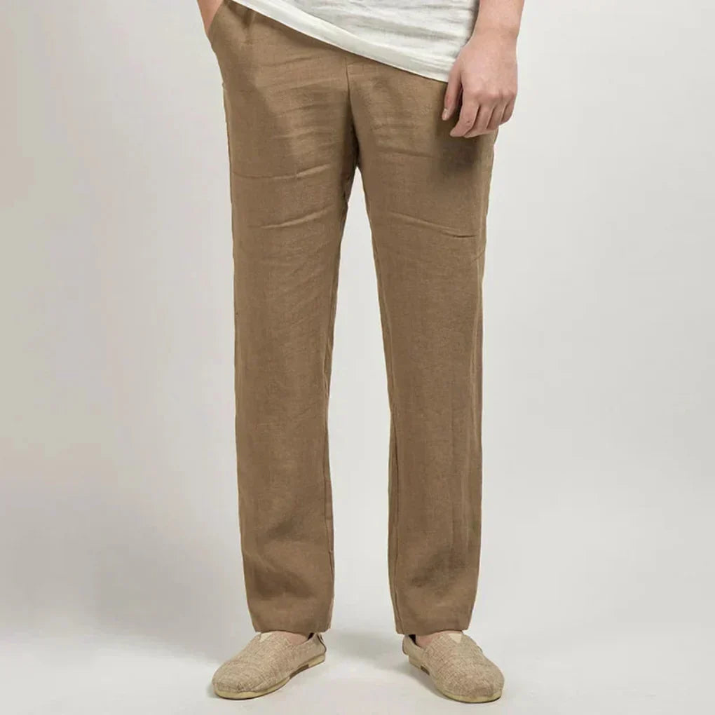 Men's Linen Trousers with a Relaxed Fit and Straight Legs – Lightweight Summer Style for Holidays, Everyday Wear, and Casual Outfits