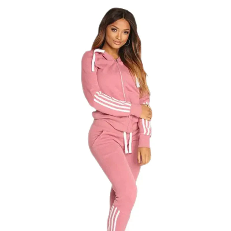 Conjunto deportivo de mujer con capucha – Conjunto informal de 2 piezas para gimnasio, tiempo libre, relajarse y uso diario