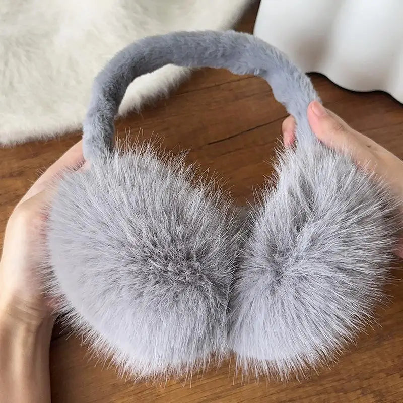 Women's faux fur earmuffs with soft, foldable design - warm winter earmuffs for cold days, everyday wear, and outdoor use