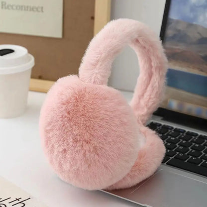 Women's plush winter earmuffs with windproof and foldable design - warm earmuffs for cold days, everyday wear and outdoor use