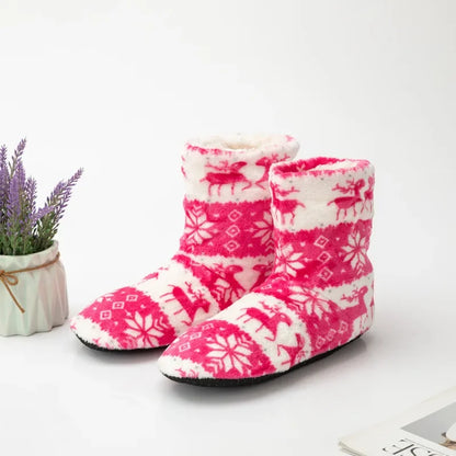 Papuci de casă și botine de iarnă călduroase pentru femei, cu design festiv de Crăciun – încălțăminte de iarnă confortabilă pentru acasă, Crăciun, relaxare și purtare zilnică