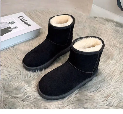 Botas de nieve impermeables para mujer con forro de felpa y suela de plataforma antideslizante - botines de invierno para días fríos, uso diario y actividades al aire libre