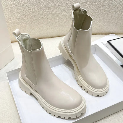 Botines Chelsea chunky para mujer con suela gruesa dentada - botines modernos para otoño, invierno, uso diario y tiempo libre
