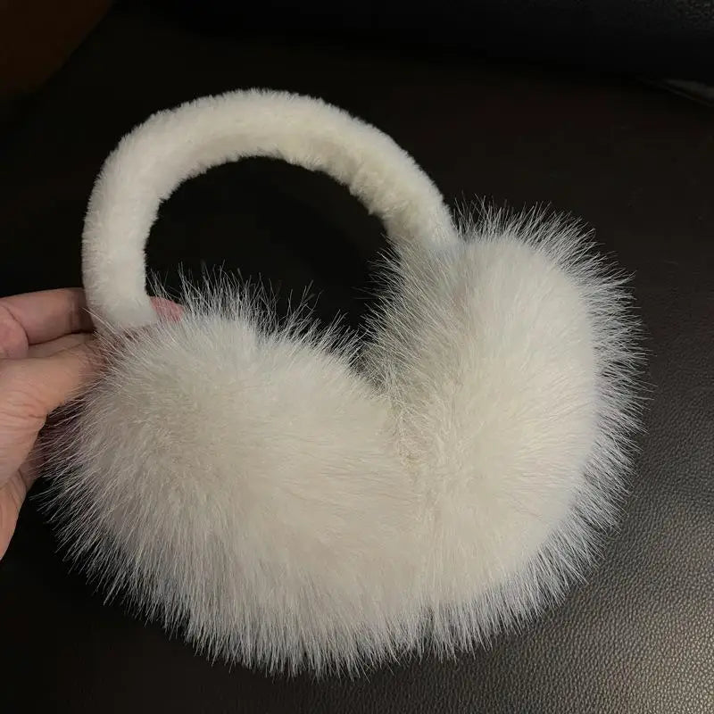 Women's faux fur earmuffs with soft, foldable design - warm winter earmuffs for cold days, everyday wear, and outdoor use