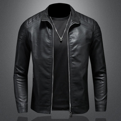 Cazadora moto de cuero para hombre con hombros acolchados – Cazadora cortavientos para uso diario, vida urbana y estilo de fin de semana
