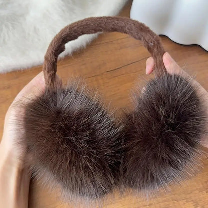 Women's faux fur earmuffs with soft, foldable design - warm winter earmuffs for cold days, everyday wear, and outdoor use