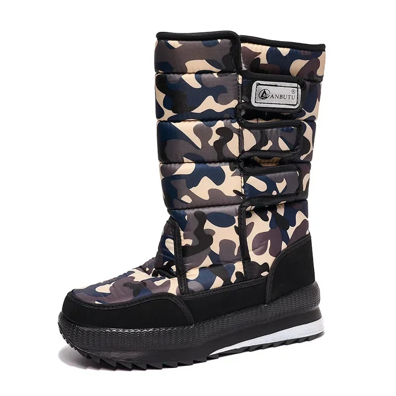 Botas de nieve impermeables hasta media pantorrilla para hombre con diseño aislante y suela antideslizante – Cálidas botas de invierno para días fríos, actividades al aire libre y actividades invernales