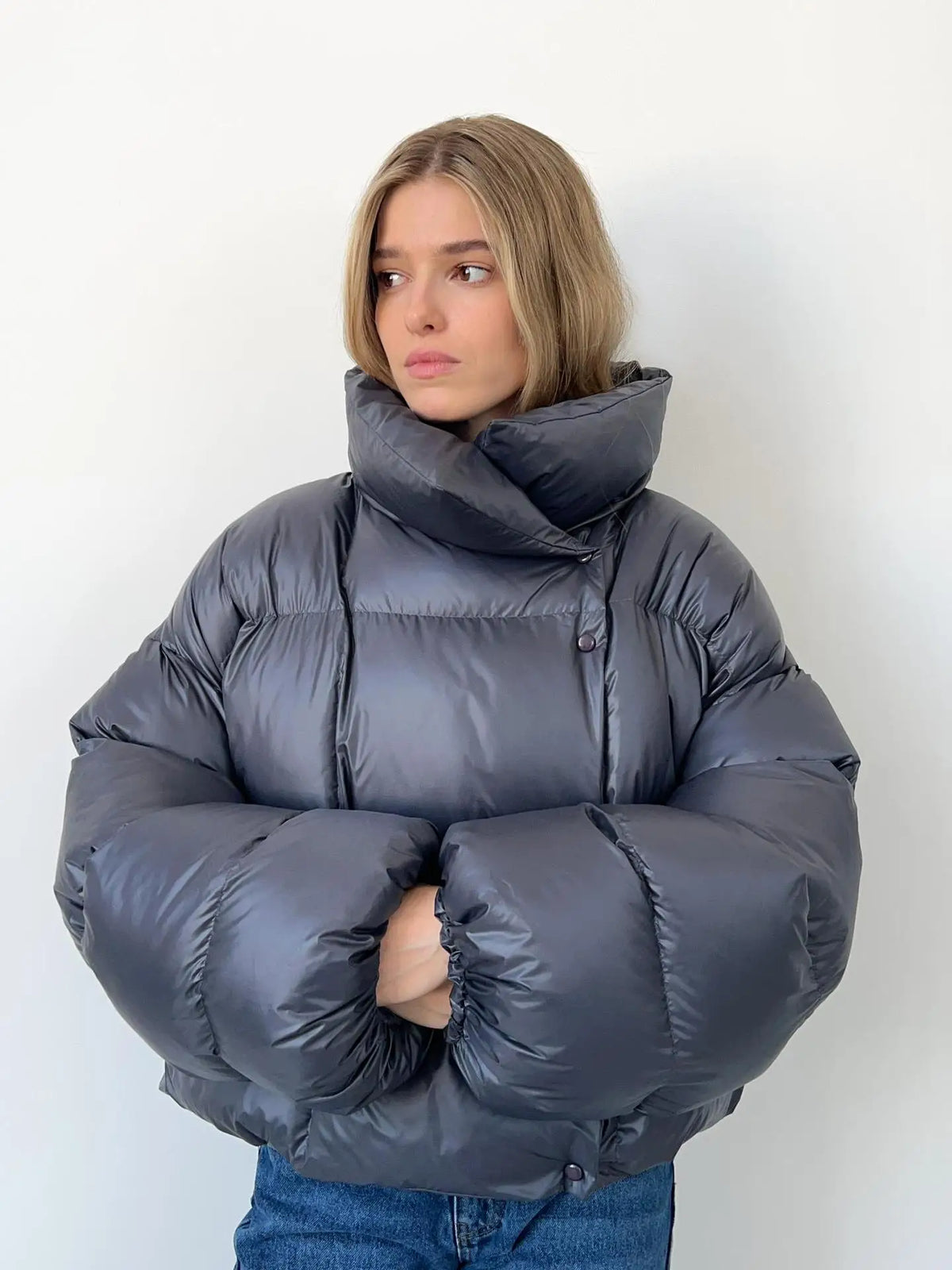 Dámská oversized péřová bunda – teplé a vatované zimní oblečení na chladné dny, každodenní nošení, volný čas a venkovní aktivity