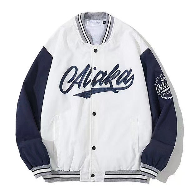 Dámská oversized bomber bunda s závodním potiskem - retro streetwear bunda pro každodenní nošení, volný čas a městský styl