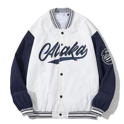 Dámská oversized bomber bunda s závodním potiskem - retro streetwear bunda pro každodenní nošení, volný čas a městský styl