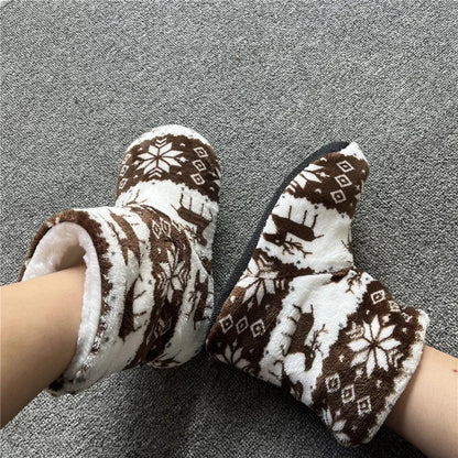 Papuci de casă și botine de iarnă călduroase pentru femei, cu design festiv de Crăciun – încălțăminte de iarnă confortabilă pentru acasă, Crăciun, relaxare și purtare zilnică