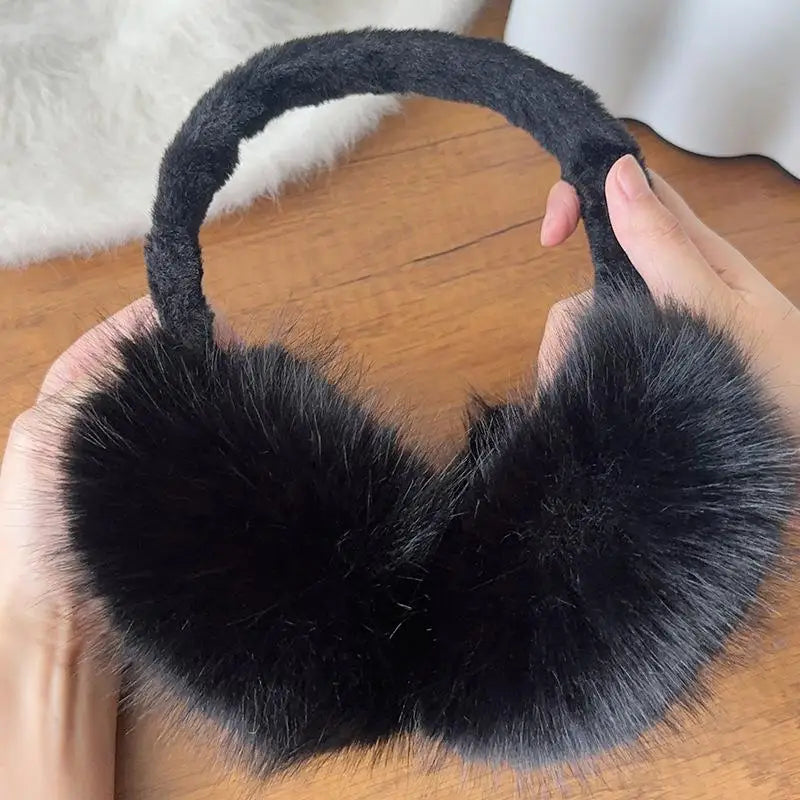 Women's faux fur earmuffs with soft, foldable design - warm winter earmuffs for cold days, everyday wear, and outdoor use