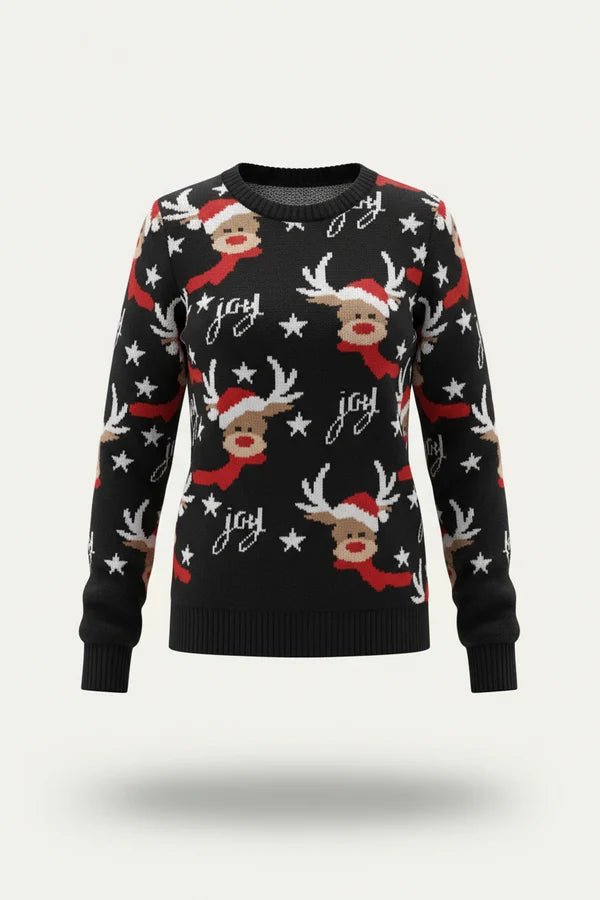 Women's Christmas Sweater with Festive Pattern and Crew Neck - Cozy Knitwear for Christmas, Christmas Parties and Festive Winter Occasions