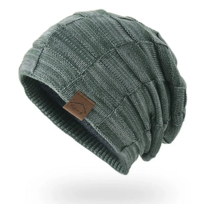 Dámská strukturovaná pletená čepice typu slouchy s pružností a ležérním patchworkovým designem - teplá zimní čepice na chladné dny, pro každodenní nošení a volný čas