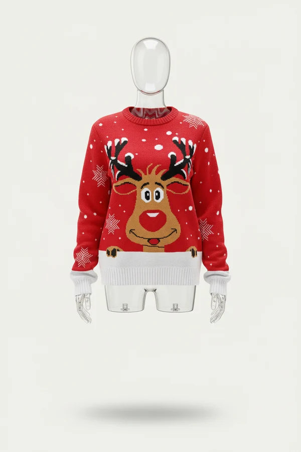 Women's Christmas Sweater with Festive Pattern and Crew Neck - Cozy Knitwear for Christmas, Christmas Parties and Festive Winter Occasions