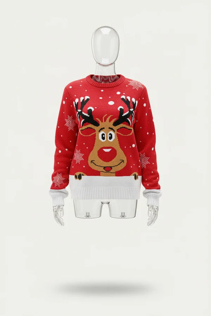 Women's Christmas Sweater with Festive Pattern and Crew Neck - Cozy Knitwear for Christmas, Christmas Parties and Festive Winter Occasions