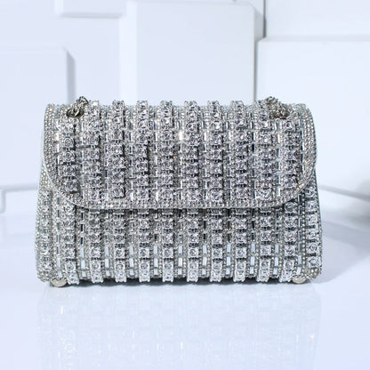 Women's mini shoulder bag with rhinestones and chain strap - elegant, glittering evening bag for parties and special occasions