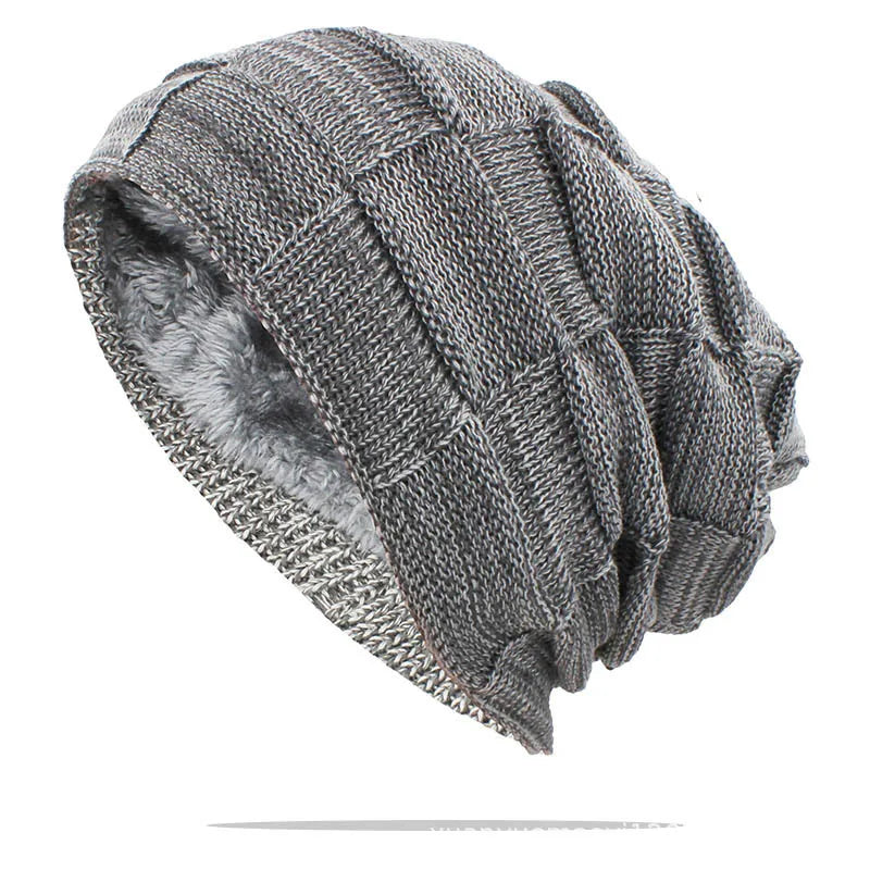 Dámská strukturovaná pletená čepice typu slouchy s pružností a ležérním patchworkovým designem - teplá zimní čepice na chladné dny, pro každodenní nošení a volný čas
