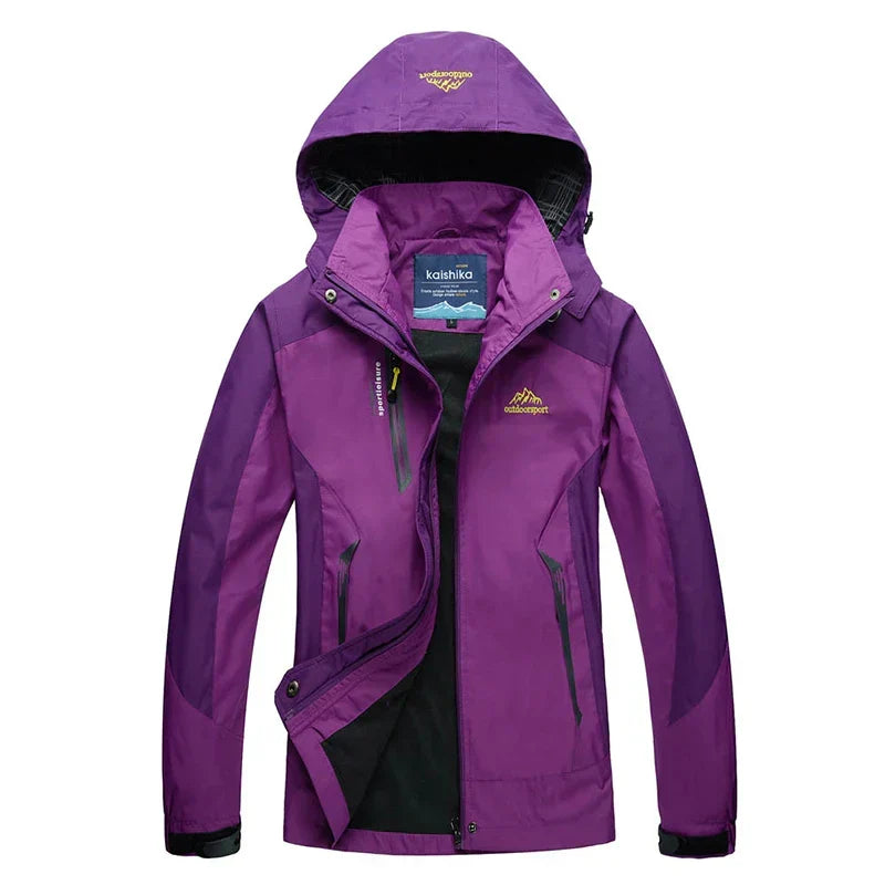 Chaqueta de trekking impermeable para mujer con capucha - Prenda de abrigo ligera para senderismo, hiking y actividades al aire libre con tiempo lluvioso