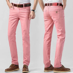 Pantaloni chino pentru bărbați din bumbac elastic, cu croială normală – pantaloni clasici pentru birou, purtare zilnică și stil smart casual