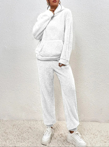 Dame Teddy Loungewear-sæt – Todelt Sæt Med Hætte Til Hyggeligt Vinterbrug