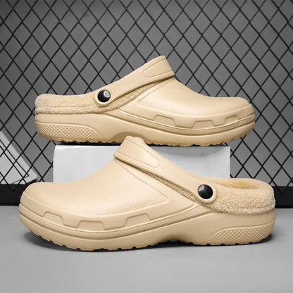 Papuci tip clog pentru bărbați, căptușiți cu fleece, cu design ventilat și barete rotative la călcâi – încălțăminte de iarnă călduroasă pentru acasă, grădinărit și purtare zilnică
